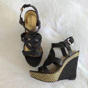 Guess "Dailona" wedges | Black/Tan | 8